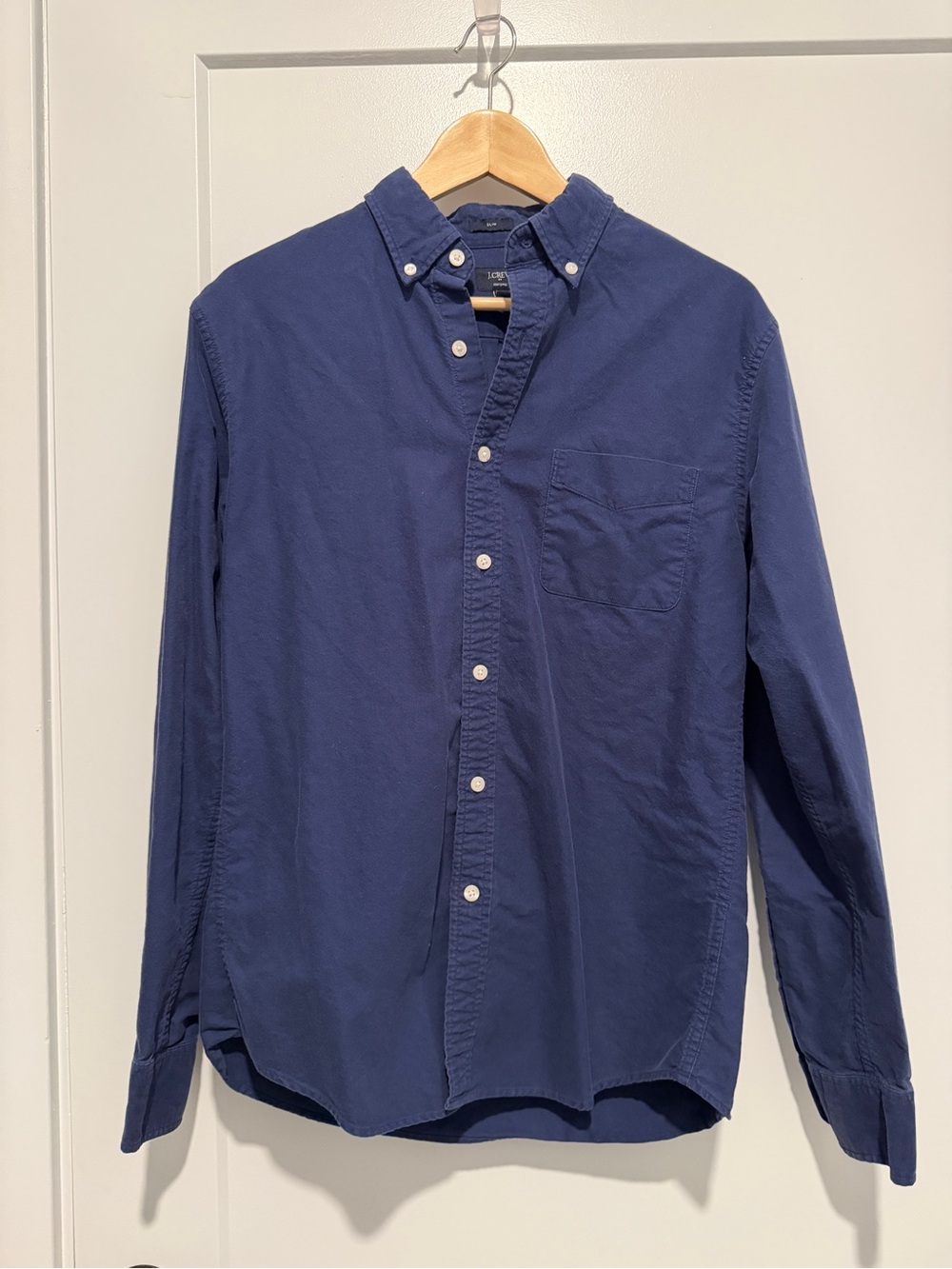 J.Crew Men's Navy Blue Oxford Cotton Button-Down Shirt Slim Fit Medium